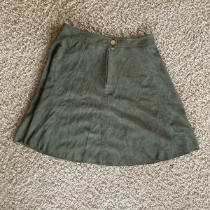 Olive green faux suede skirt size 6